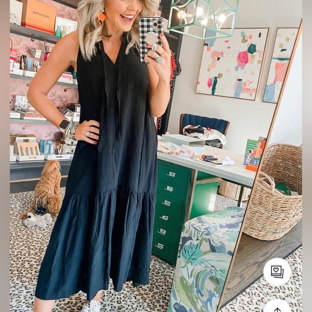 PROLOGUE Women's Sleeveless V-Neck Maxi Shift Dress Black